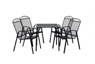 Zahradní set kovový Eoshop 9, stůl + 4x křeslo stohovatelné