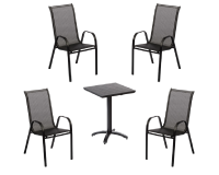 Jídelní set REUS antracit + 4x židle VALENCIA 2 černá IWH-10150040