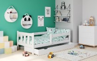 Dětská postel Marinella bílá, masiv s úložným prostorem a zábranou