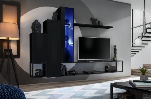 Obývací stěna SWITCH MET VIII, černá/černá
