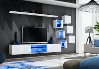 Obývací stěna SWITCH XXI, bílá matná / bílý lesk