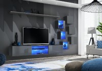 Obývací stěna SWITCH XXI, grafit matná / grafit lesk
