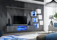 Obývací stěna SWITCH XXI, grafit matná a grafit lesk / bílá matná a bílý lesk