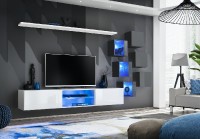 Obývací stěna SWITCH XXI, bílá matná a bílý lesk / grafit matná a grafit lesk