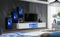 Obývací stěna SWITCH XXII, černá matná a černý lesk / bílá matná a bílý lesk