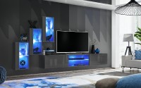 Obývací stěna SWITCH XXII, grafit matná / grafit lesk