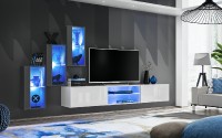 Obývací stěna SWITCH XXII, grafit matná a grafit lesk / bílá matná a bílý lesk