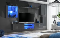 Obývací stěna SWITCH XXIII, grafit matná / grafit lesk