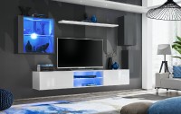 Obývací stěna SWITCH XXIII, grafit matná a grafit lesk / bílá matná a bílý lesk