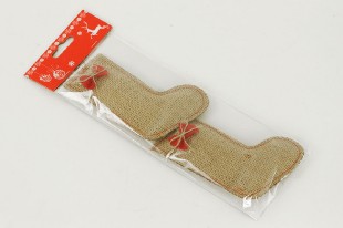 Vánoční dekorace z juty, tvar ponožky, cena za  jedno balení AC797102
