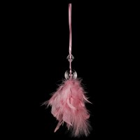 Andělíček z peří, závěsný,  barva růžová, 6 ks v polybagu Cena za 1 ks AK6101-PINK