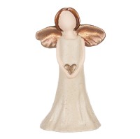 Anděl držící srdce se zlatými křídly, keramika KEK9443