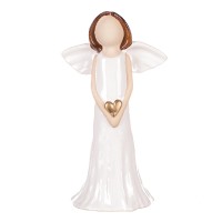 Anděl držící srdce s bílými křídly, keramika KEK9447