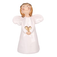 Anděl bílý držící srdce, keramika KEK9450