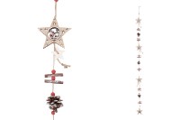 Girlanda s dřevěnými vánočními dekoracemi , hvězdičky a šišky KLA527