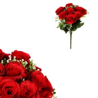 Růže, puget, barva červená. Květina umělá. KU4138