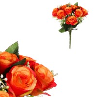 Růže, puget, barva červeno-oranžová. Květina umělá. KU4139