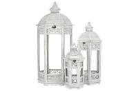 Lucerna dřevěná, bílá barva, cena za sadu 3ks. LD-0317