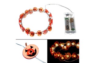 Řetěz s LED světýlky na baterie, barva teplá bílá, halloween. LED877088