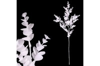 Eukalyptus větev - bílá barva s glitry. SG6087-WH, sada 6 ks