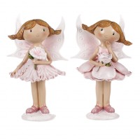 Víla květinová, mix 2 druhů, růžová barva, polyresin. SM375-PINK, sada 2 ks