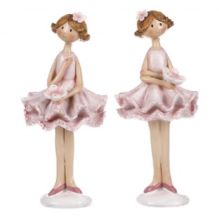 Dívka v sukni, mix 2 druhů, růžová barva, polyresin. SM377-PINK, sada 2 ks
