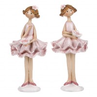 Dívka v sukni, mix 2 druhů, růžová barva, polyresin. SM377-PINK, sada 2 ks