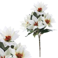Puget  vánočních růží,poinsécek bílých (7hlav). Květina umělá. UK-0033