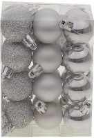 Ozdoby plastové, pr.3cm, cena za 24ks v PVC balení VAK025-stribrna