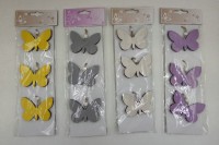 Motýlek dekorační na zavěšení, výběr z  barev bílá,šedá, lila,žlutá, cena za sadu 3 kusů VEL5022