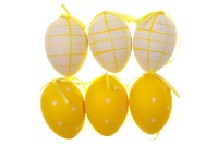 Vajíčko žluté plastové 6 cm, dekorační na zavěšení, cena za sadu 6 kusů VEL5025
