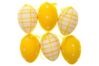 Vajíčko žluté plastové 5 cm, dekorační na zavěšení, cena za sadu 6 kusů VEL5031