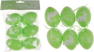 Vajíčka závěsná - plast, zelená, cena za balení (6 ks) VEL5047-GRN, sada 12 ks
