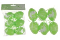 Vajíčka plastová 6cm, s nápisem VESELÉ  VELIKONOCE, 6 kusů v sáčku, barva zelená VEL5047-GRN