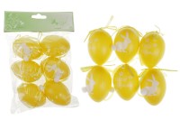 Vajíčka plastová 6cm, s nápisem VESELÉ  VELIKONOCE, 6 kusů v sáčku, barva žlutá VEL5047-YEL