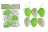Vajíčka plastová  6cm, 6 kusů v sáčku, barva zelená a bílá, cena za sáček VEL5049-GRN