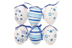 Vajíčka plastová 6cm, cena za 1 sáček (6 ks), modro-bílé VEL810221