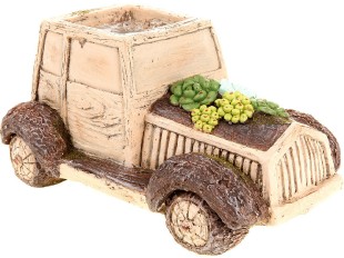 Auto - dekorace z MgO keramiky, otvor na květináč, imitace dřeva. ZD1106