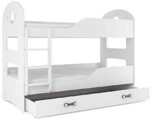 Patrová postel se zásuvkou Dominik 80x160cm, bílá/bílá