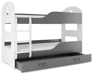 Patrová postel se zásuvkou Dominik 80x160cm, bílá/grafit