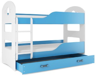 Patrová postel se zásuvkou Dominik 80x160cm, bílá/modrá