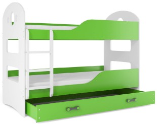 Patrová postel se zásuvkou Dominik 80x160cm, bílá/zelená