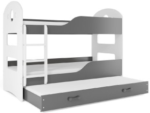 Patrová postel s přistýlkou Dominik 80x160cm, bílá/grafit