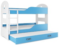 Patrová postel s přistýlkou Dominik 80x160cm, bílá/modrá