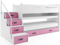Patrová postel MAX 1, 80x200 cm, bílá/růžová
