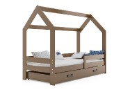 Dětská postel Domek 80x160 cm, hnědá + rošt a matrace ZDARMA