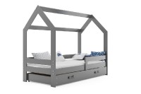 Dětská postel Domek 80x160 cm, grafit + rošt a matrace ZDARMA