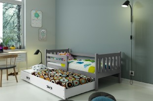 Dětská postel s přistýlkou CARINO 2 80x190 cm, grafitová/bílá