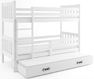 Patrová postel s přistýlkou CARINO 3 80x190 cm, bílá/bílá