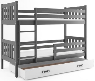 Patrová postel CARINO 80x190 cm, grafitová/bílá